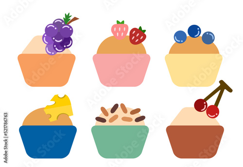 Set of cupcakes or muffins cute and tasty 