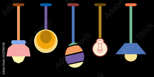 Set if cute and beautiful lamps and bulbs