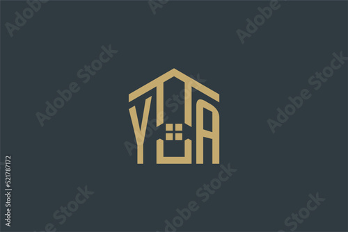 Initial YA logo with abstract house icon design, simple and elegant real estate logo design