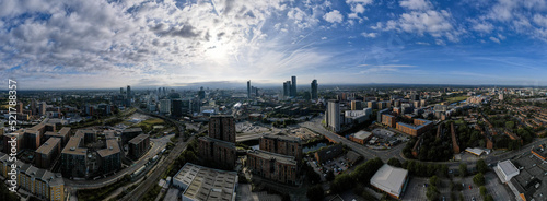Photographie Manchester City Centre Drone Aerial View Above Building Work Skyline Constructio