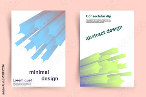 This is abstract minimal and geometric design with 3d figures. Set of two covers for business and other ideas