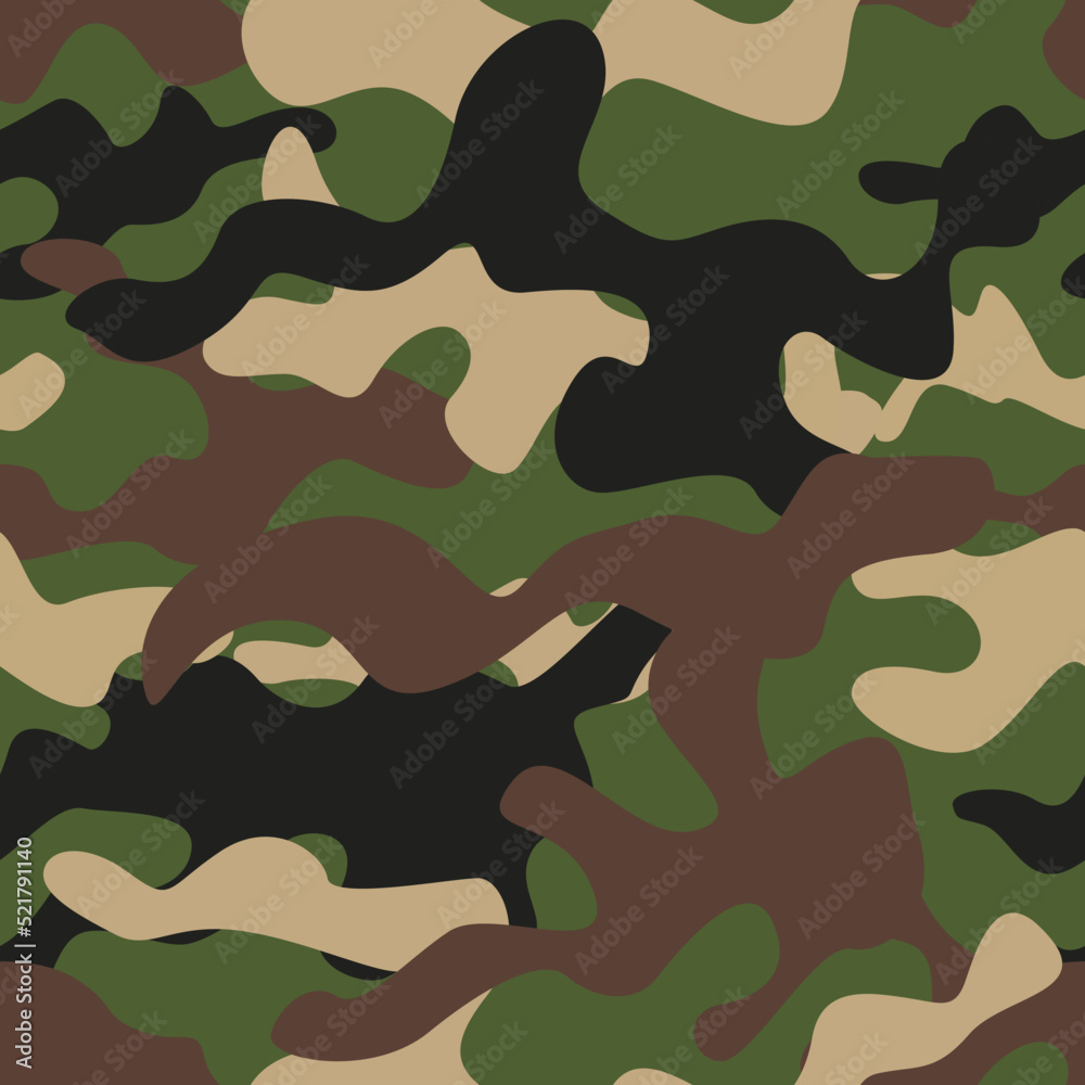 Camouflage texture seamless pattern. Abstract modern military camo background for fabric and fashion textile print. Vector illustration.	