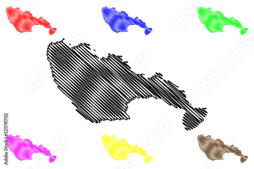 Vir island (Republic of Croatia, Adriatic Sea) map vector illustration, scribble sketch Vir map