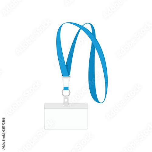 Blank badge set isolated on white background. Lanyard or identification cards in realistic style. Plastic Badge empty mock up. Vector illustration EPS 10.