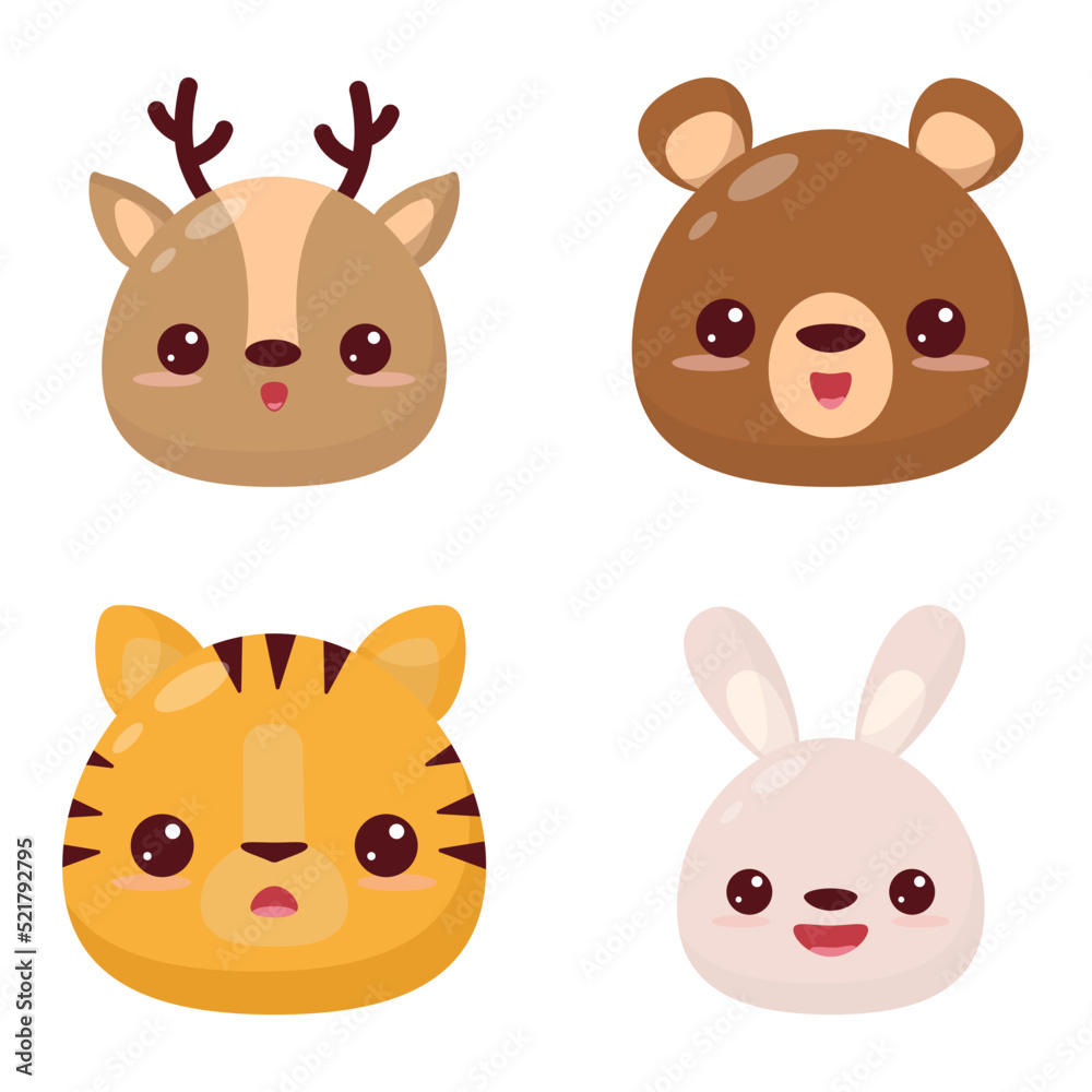 Fototapeta premium Set cartoon animals in hand drawn style on white background. Hand drawn illustration. Cartoon vector illustration. Cute symbol. Funny vector illustration. Funny cartoon character.