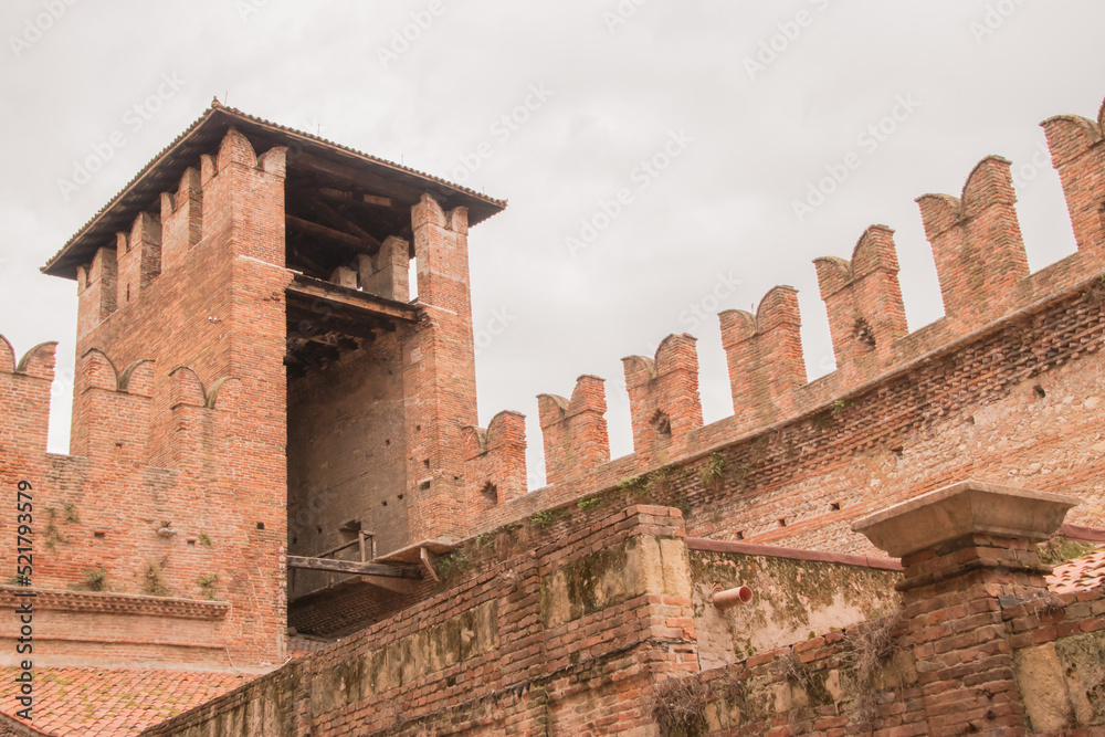 Castelvecchio Museum in the old town of Verona during autumn. Taken in Verona, Italy, October 4.2021.