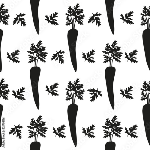 Parsnips. Seamless color pattern. Vector illustration. Black silhouette