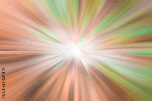 Bright peach, brown and green acceleration with spark in the center