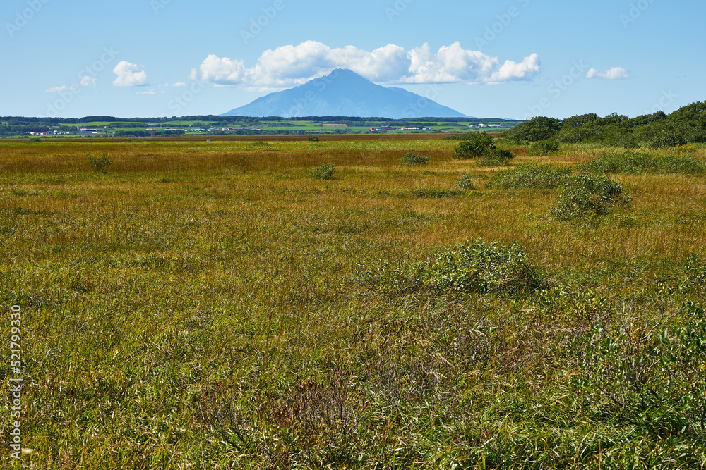 北海道　サロベツ原野からの利尻島

