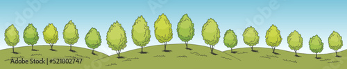 Fruit garden graphic color long landscape sketch illustration vector 