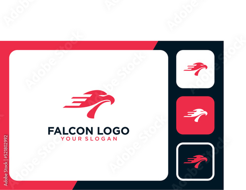 falcon logo design with flying and speed