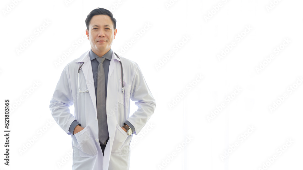 Medicine and healthcare concept : senior asian doctors standing on white background. Medicine and healthcare concept : senior asian doctors standing on white background.