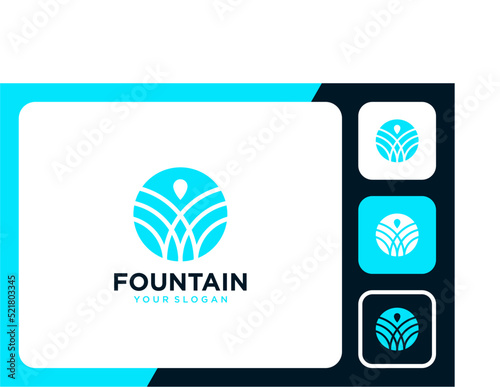 fountain logo design with water and drops