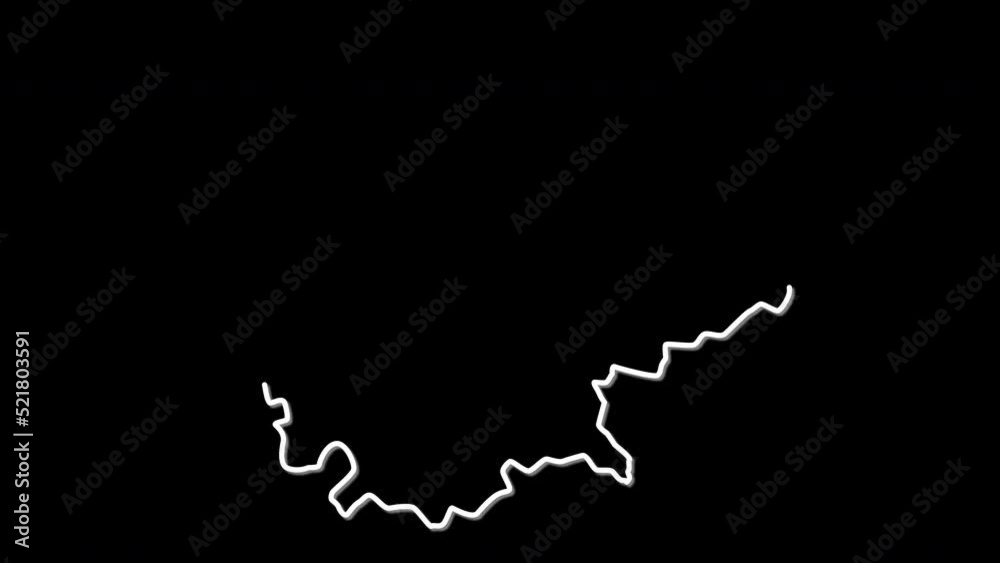 Cambodia map, country territory outline self drawing animation. Line art. Cambodia map, country territory outline self drawing animation. Line art.
