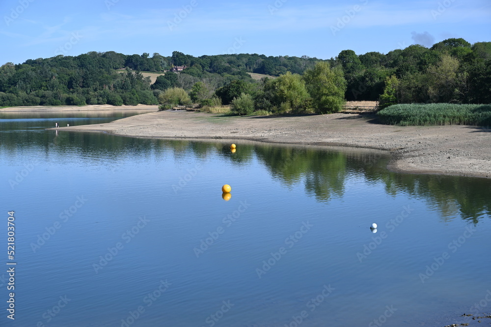 A low waterline showing drought conditions at Ardingly Resevoir in West Sussex during the summer of 2022 on the 07 August. 