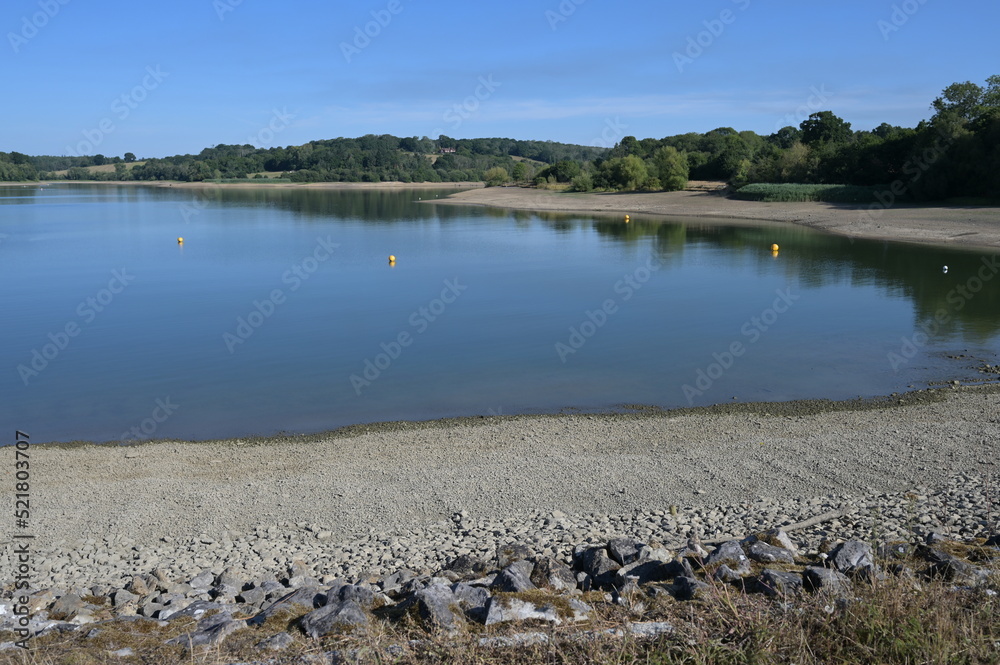 A low waterline showing drought conditions at Ardingly Resevoir in West Sussex during the summer of 2022 on the 07 August. 