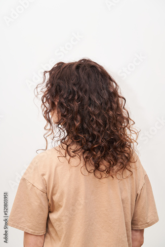 Natural curls with coloring Moisturized healthy curly hair after visiting the salon. Curly method product used
