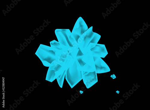 Crystals of blue sugar or salt close-up. Realistic vector illustration isolated on black background.