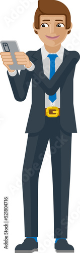 Business Man Holding Phone ...