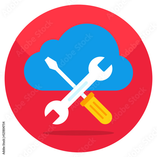 Conceptual flat design icon of cloud repair 