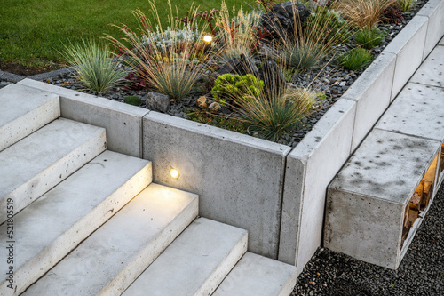 Modern Rockery Garden and Small Concrete Architecture