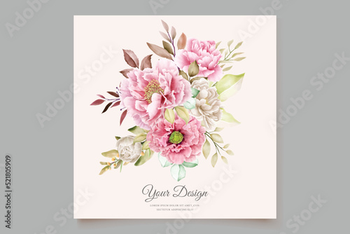 watercolor peony floral background and frame design