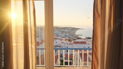 Sunrise view of the Albufeira resort town in Algarve province, Portugal. photo