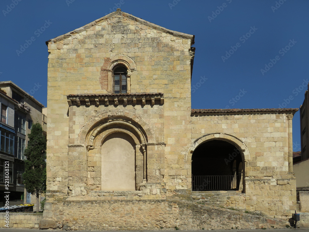Romanesque church of San Clemente. (12th-13th century). View of the main facade and walled up door.
Historic city of Segovia. Spain. 