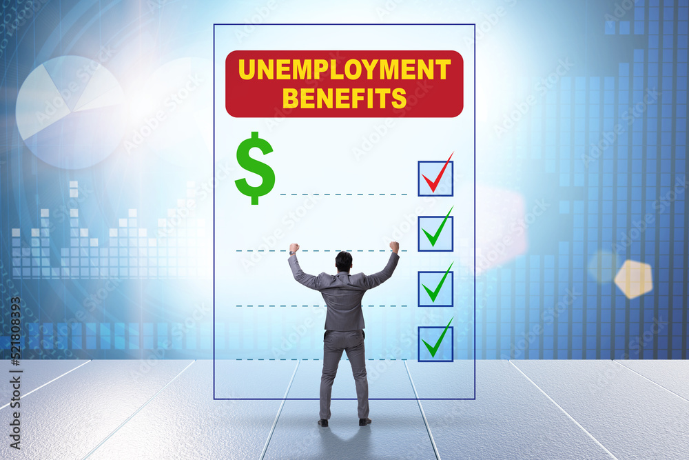 Concept with unemployment benefit form application Concept with unemployment benefit form application