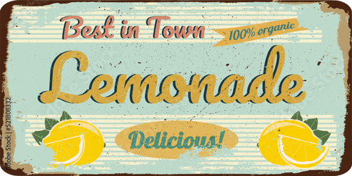 vintage shabby slightly rusty advertising banner. fresh lemonade.vector illustration