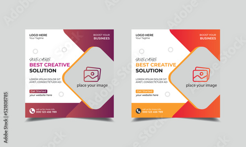 Digital marketing agency social media post. corporate flyer square instagram social media banner template