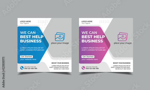 Digital marketing agency social media post. corporate flyer square instagram social media banner template