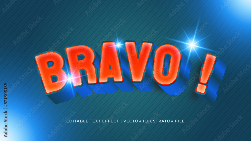 Creative bravo editable text effect design template. Editable Vector Text Effect For Branding, Mockup, Social Media Banner, Cover, Book, Games, Title