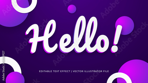 Modern hello editable text style effect - text style theme. Modern blue blockchain technology editable text effect vibrant modern color shiny. Text style effect. Editable fonts vector files