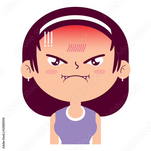 girl angry face cartoon cute