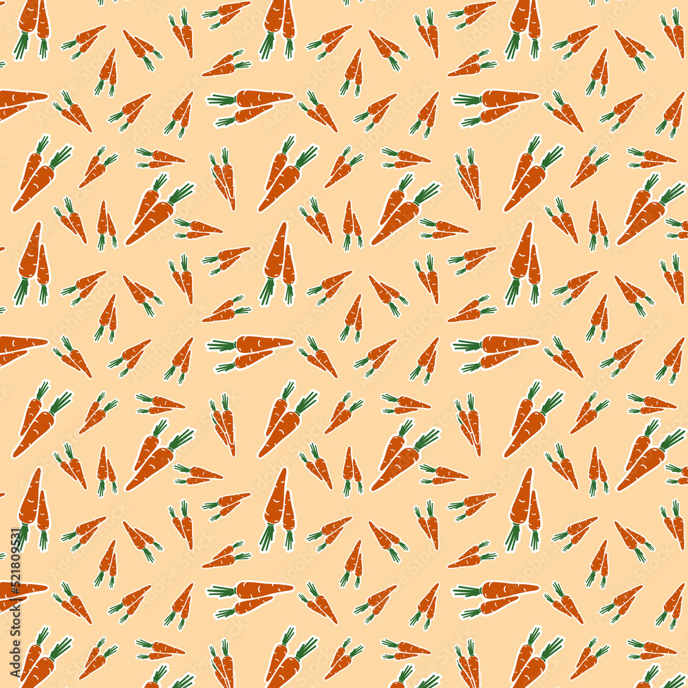 Endless pattern of carrots on an orange background