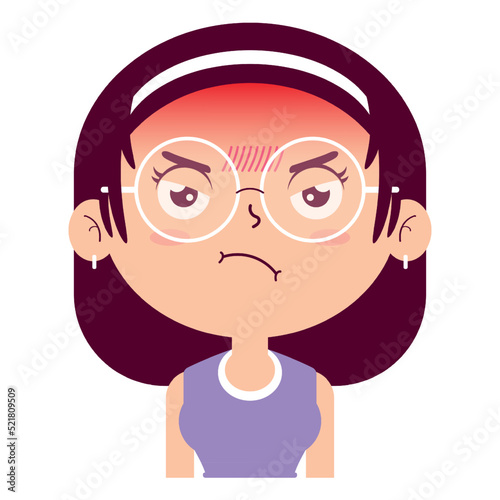 girl angry face cartoon cute