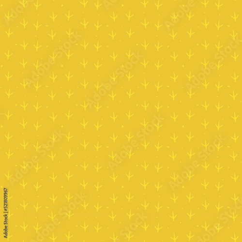 Cute trace of chicken, seamless vector pattern. Hand drawn birds footprints in childish style. Chicken traces naive background
