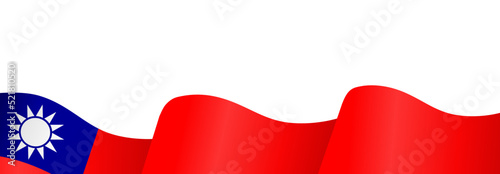 Taiwan flag flying on white background