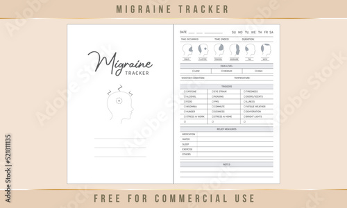 Migraine Tracker kdp Interior Template Design