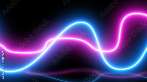 futuristic curve horizontal abstract shape glow effect, graphic laser neon ray sparkle spectrum spotlight, fluorescent color loop animation equalizer cool technology modern illustration reflection
