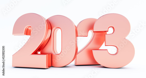 3D render of happy new year 2023 isolated on white background