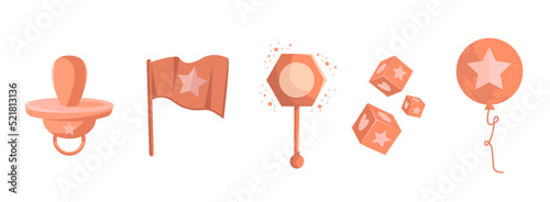 Illustration of baby supplies.Birth of a child.Children's things.