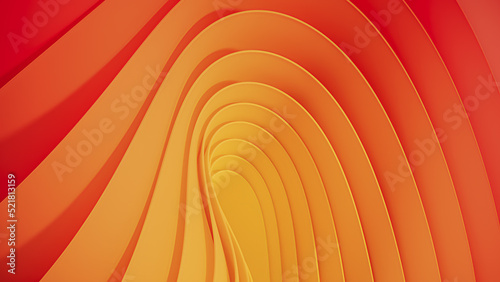 Orange wavy abstraction shape. 3D rendered illustration of trendy modern image in Windows 11 style