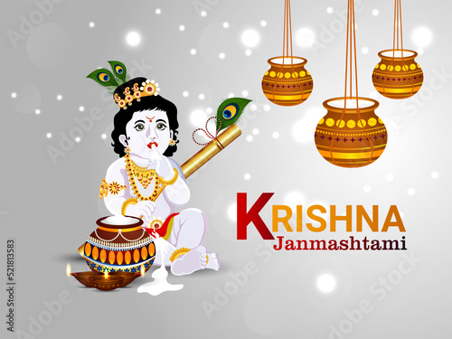 Happy krishna janmashtami celebration card