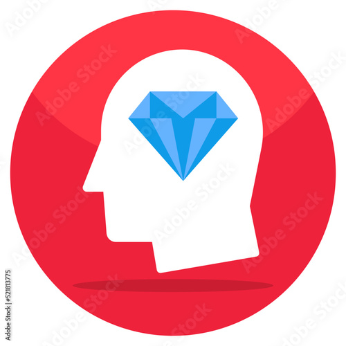 Conceptual flat design icon of brilliant mind