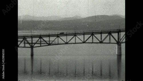 Lake Champlain Bridge 1931 - Viewing the Lake Champlain Bridge from both the New York and Vermont sides of the bridge, in 1931. photo