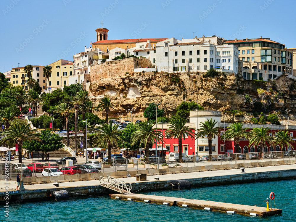 Cityscape of Mahon (Mao) capital city in Menorca, Spain