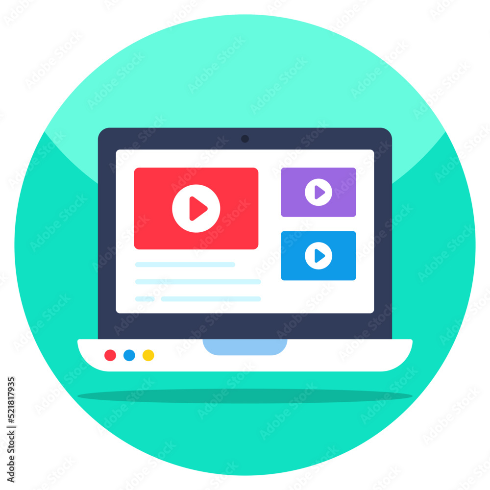 Flat design icon of online video Flat design icon of online video