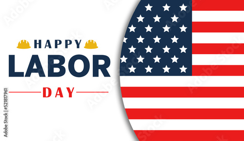 Labor Day greeting card with USA national flag background and text Happy Labor Day